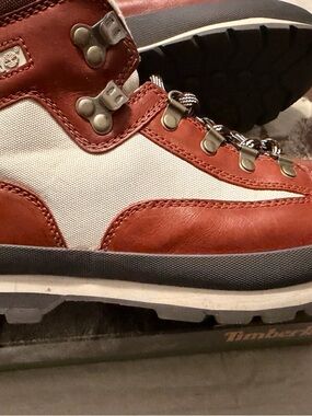 Timberland Men's Rust Leather and Cream Canvas Hiking Boots